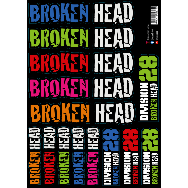 Broken Head Aufkleber Set A3 Set &quot;Color Flash&quot;